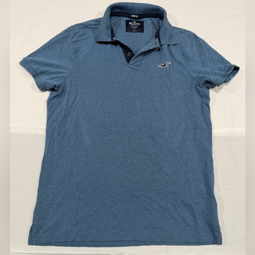 Men’s Hollister Classic Blue Polo Shirt-LG
